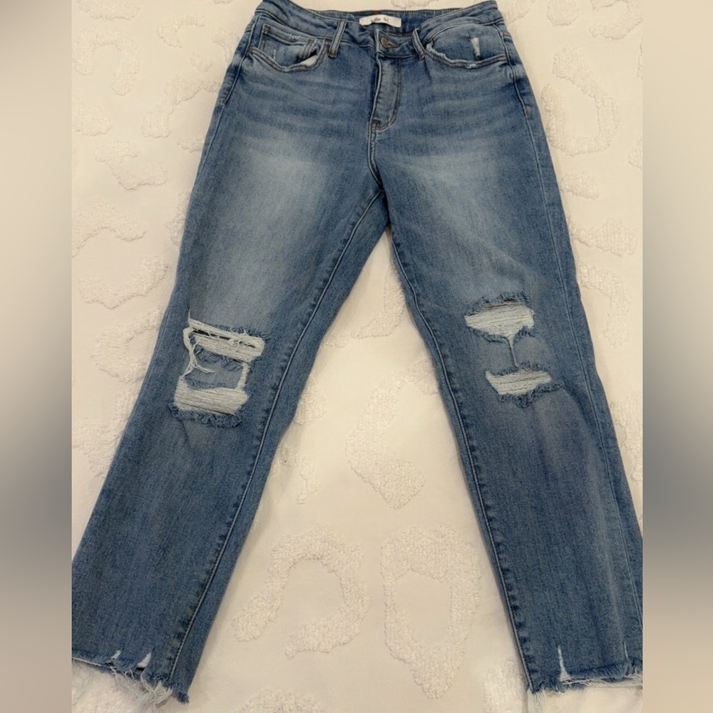 Straight Leg Distressed Women's Jeans